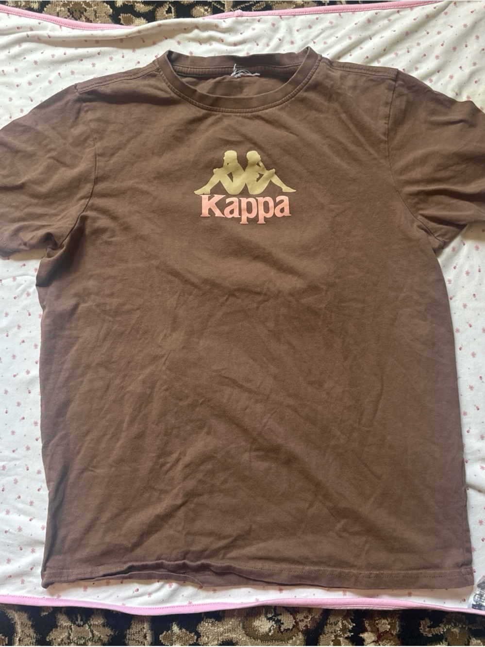 Kappa Brown Short-Sleeve Tee with Gold & Pink Logo
